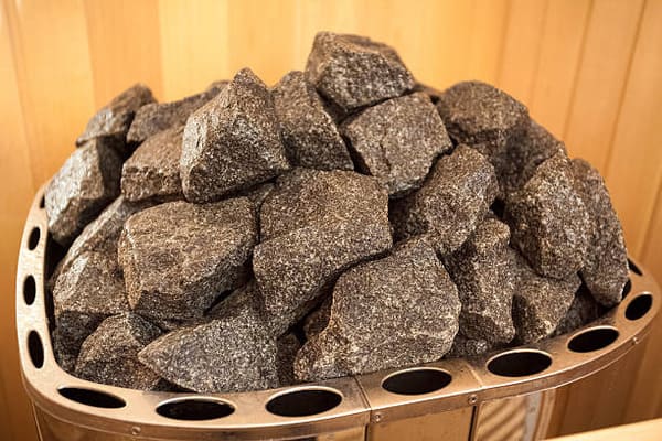 Harvia Black Vulcanite sauna stones for a commercial rock heater