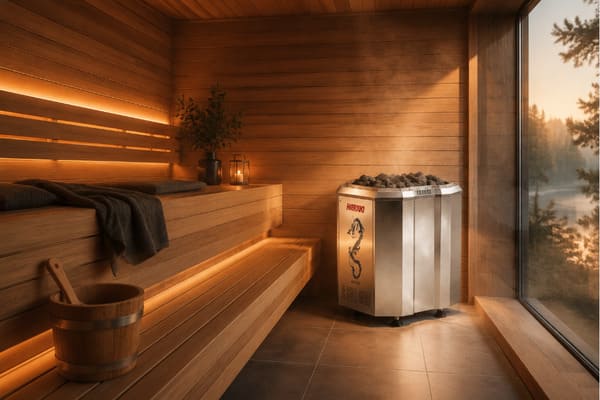 Harvia Dragon commercial sauna rock heater with fast heat-up and sculptural design