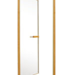 glass sauna door with wood frame