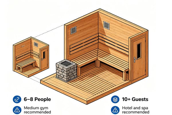 commercial sauna capacity how many people