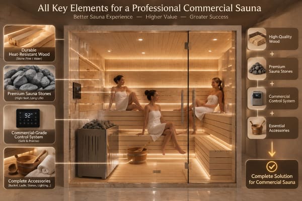 commercial sauna materials timber stones controls accessories
