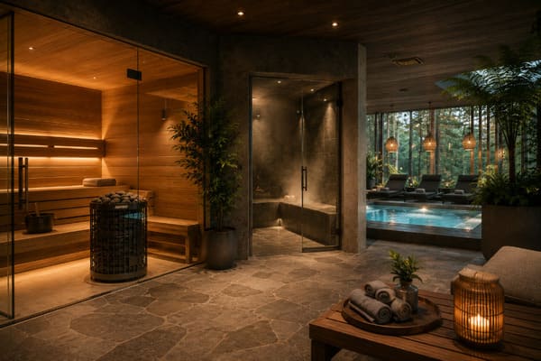 prefabricated modular outdoor sauna for resort and glamping projects