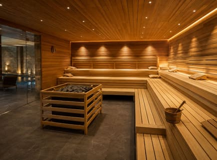 commercial sauna layouts heaters and controls sized for single and two-room designs