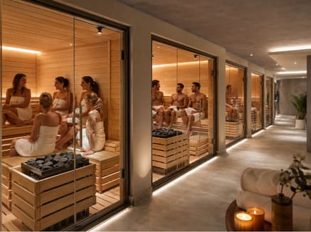 two smaller rooms sauna layouts for guest segmentation in a spa or gym