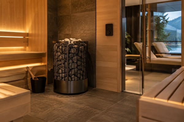 Commercial sauna heater and matching control equipment selected for a hotel project