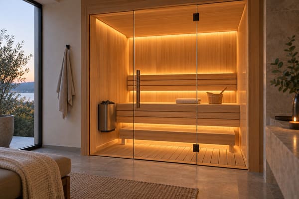 apartment sauna amenity in a luxury residential development clubhouse