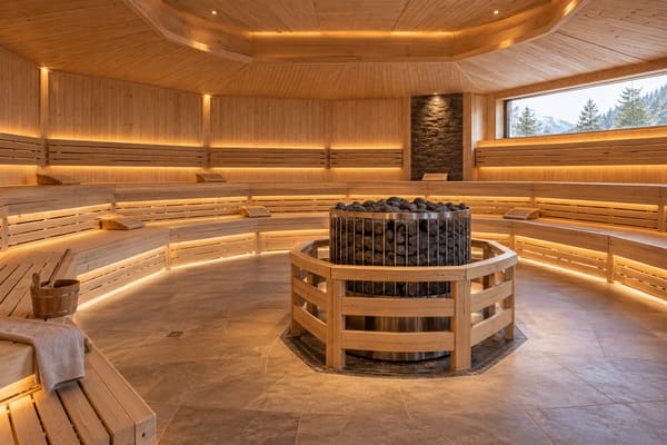aufguss sauna room planning seating heater capacity and performance space for social sauna
