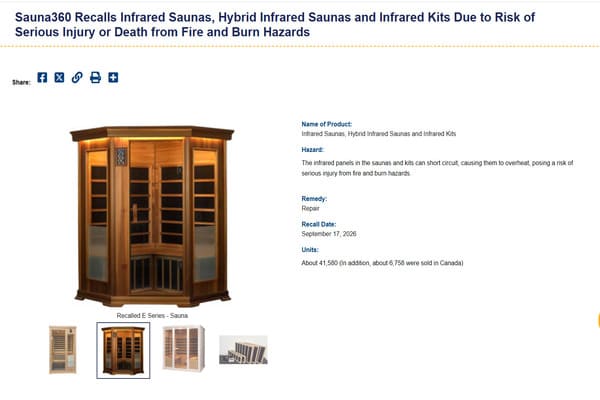 commercial infrared sauna safety what buyers should check after the Sauna360 recall